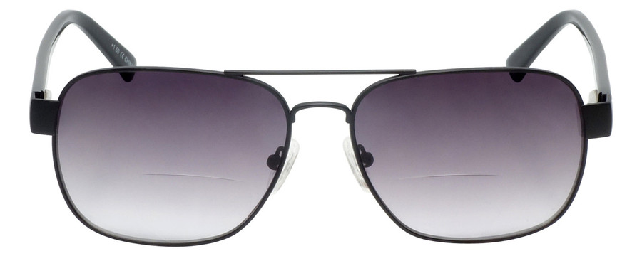 Front View of Eyebobs Big Ball Aviator Sunglasses Gun Metal Black w/ Smoke Grey Gradient 56 mm