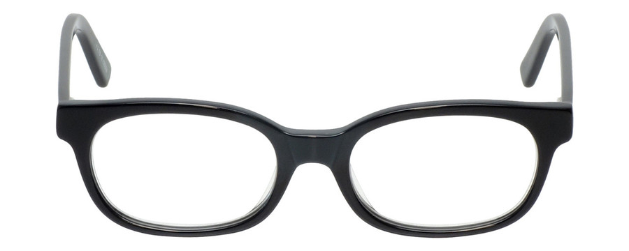 Front View of Eyebobs Over Served Round Full Rim Designer Reading Glasses in Gloss Black 51 mm
