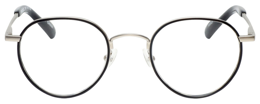 Front View of Eyebobs BFF 3173-00 Unisex Oval Full Designer Reading Glasses Silver Black 46 mm