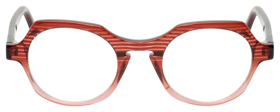 Front View of Eyebobs Heda Letus 2744-01 Ladies Designer Reading Glasses Red Pink Stripe 47 mm