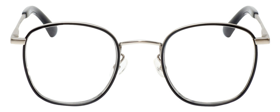 Front View of Eyebobs Inside 3174-00 Unisex Square Designer Reading Glasses Black Silver 48 mm