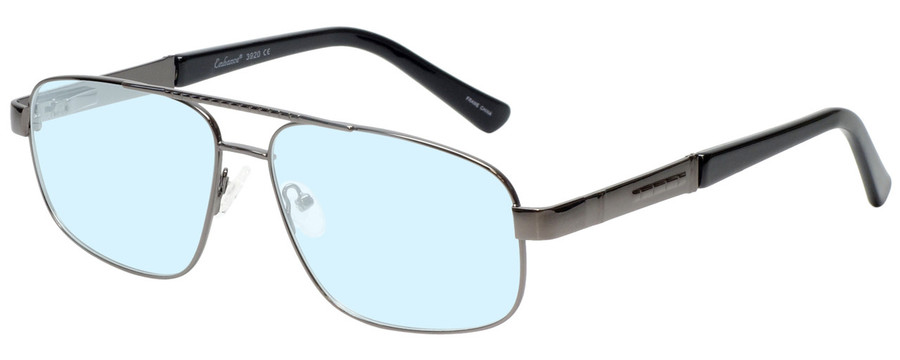 Profile View of Enhance EN3920 Designer Blue Light Blocking Eyeglasses in Shiny Dark Gunmetal Black Mens Square Full Rim Metal 59 mm