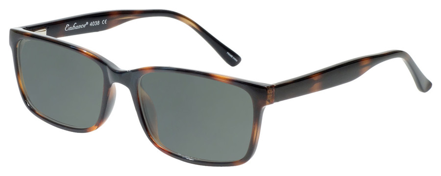 Profile View of Enhance EN4038 Designer Polarized Sunglasses with Custom Cut Smoke Grey Lenses in Tortoise Havana Brown Gold Mens Classic Full Rim Acetate 60 mm