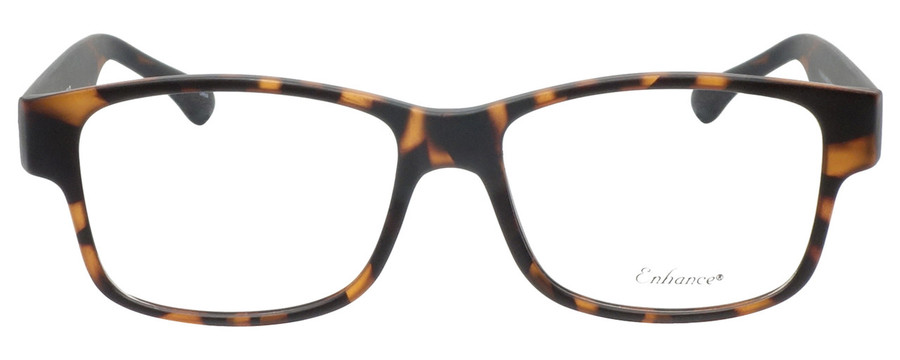 Front View of Enhance EN4075 Designer Reading Eye Glasses with Custom Cut Powered Lenses in Matte Tortoise Havana Brown Gold Mens Classic Full Rim Acetate 60 mm