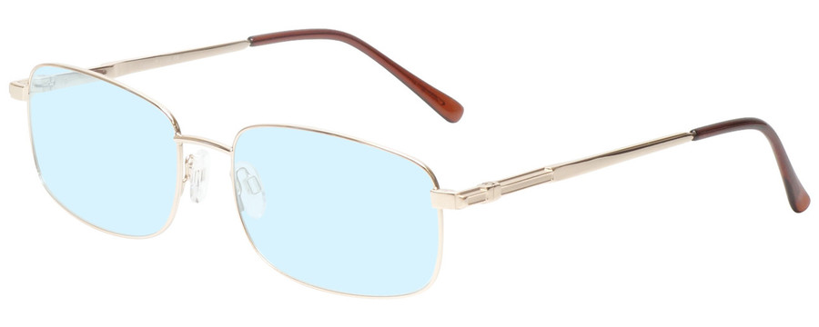 Profile View of Enhance EN4106 Designer Blue Light Blocking Eyeglasses in Gold Mens Rectangle Full Rim Metal 60 mm