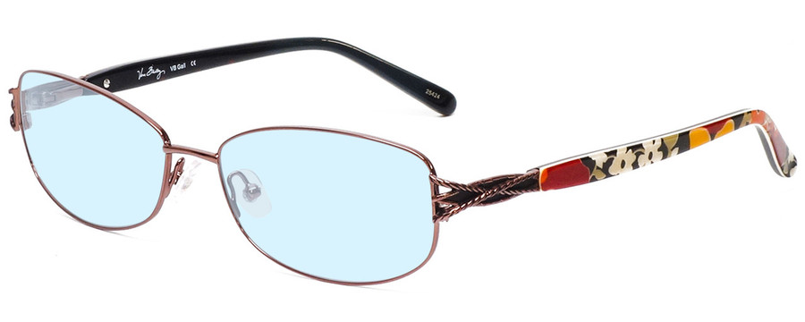 Profile View of Vera Bradley Gail Designer Blue Light Blocking Eyeglasses in Brown Bittersweet Ladies Rectangle Full Rim Metal 57 mm
