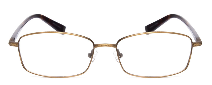 Front View of John Varvatos V150-GOL Mens Rectangle Designer Reading Glasses Antique Gold 53mm