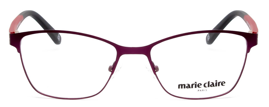 Front View of Marie Claire MC6208-GRP Cateye Designer Reading Glasses in Purple Red Black 52mm