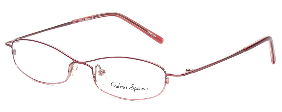 Profile View of Valerie Spencer VS9111-BUR Oval Designer Reading Glasses Burgundy Red Pink 48 mm