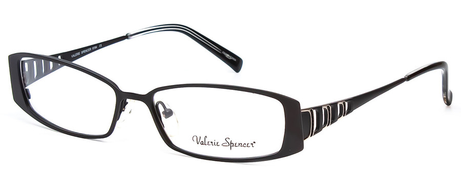 Profile View of Valerie Spencer VS9194-BLK Designer Single Vision Prescription Rx Eyeglasses in Black Ladies Rectangle Full Rim Metal 54 mm