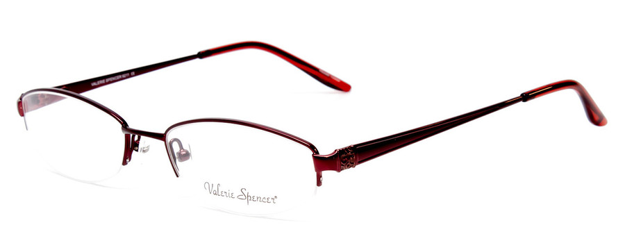Profile View of Valerie Spencer VS9211-BU .5-Rimless Designer Reading Glasses Burgundy Red 52 mm