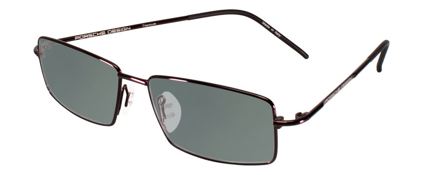 Profile View of Porsche Design P8197-D-54 Designer Polarized Sunglasses with Custom Cut Smoke Grey Lenses in Satin Purple Unisex Rectangle Full Rim Titanium 54 mm