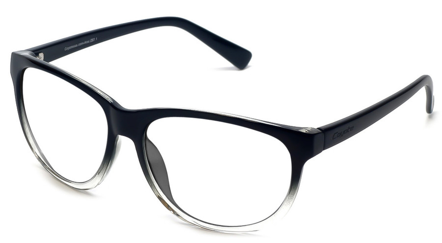 Profile View of Coyote BP-18 Designer Reading Eye Glasses in Black Crystal Fade Unisex Oval Full Rim Acetate 52 mm