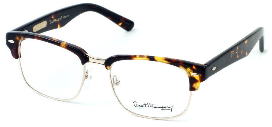 Profile View of Ernest Hemingway Designer Blue Light Blocking Glasses 4629 Gloss Tortoise & Gold