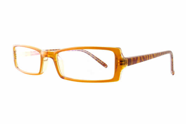 Profile View of Moda Vision Designer Blue Light Block Glasses T8010 Amber Unisex Rectangle 53mm