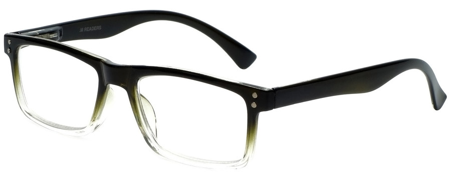 Profile View of M Readers Designer Blue Light Blocking Glasses 104-SGNGT Black Olive Fade 53mm