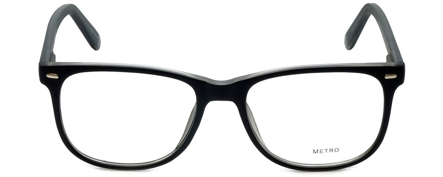 Front View of Metro 35 Designer Blue Light Glasses in Black Matte Crystal Retro Acetate 53mm