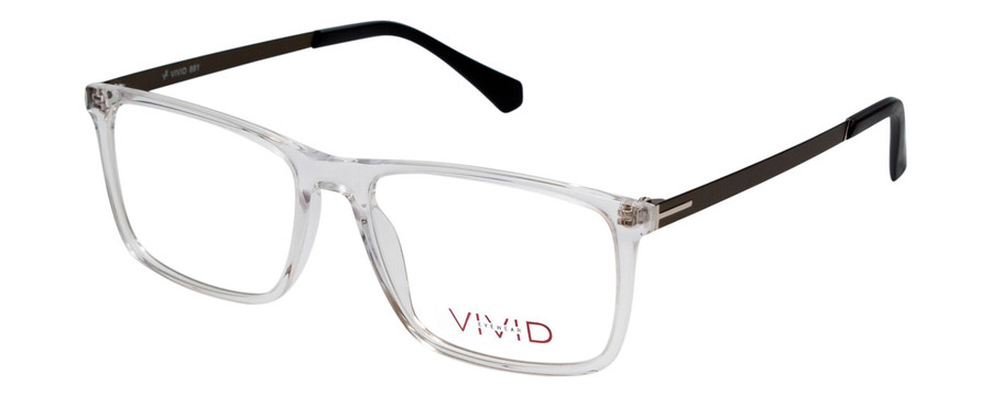 Profile View of Vivid Designer Progressive Blue Light Glasses 891 in Glossy Crystal Clear 55 mm