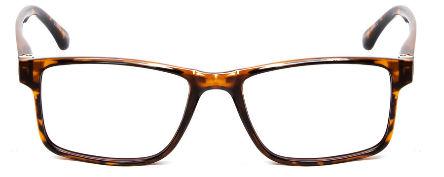 Front View of Calabria L2007 Square 54 mm Designer Reading Glasses Tortoise Havana Brown Gold