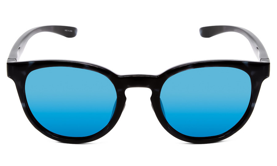 Front View of Smith Eastbank Round Sunglasses Black Ice Tortoise/CP Polarized Blue Mirror 52mm