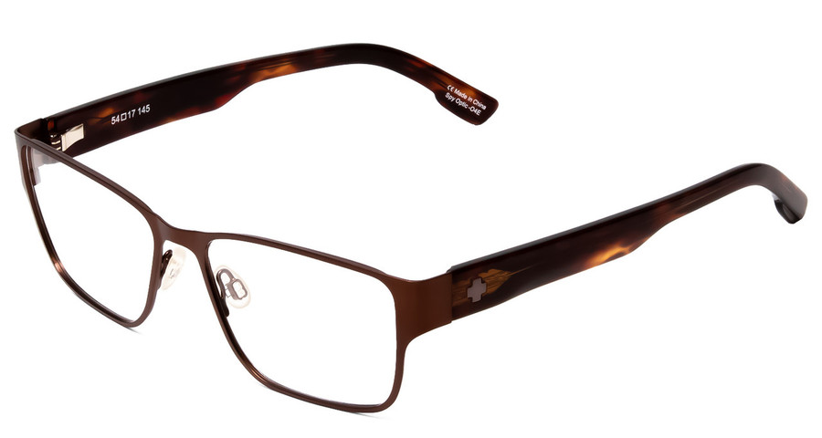 Profile View of SPY Optics Jett Designer Reading Eye Glasses with Custom Cut Powered Lenses in Mahogany Red Mojave Unisex Square Full Rim Metal 54 mm