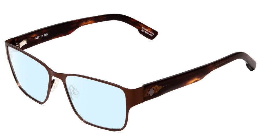 Profile View of SPY Optics Jett Designer Blue Light Blocking Eyeglasses in Mahogany Red Mojave Unisex Square Full Rim Metal 54 mm