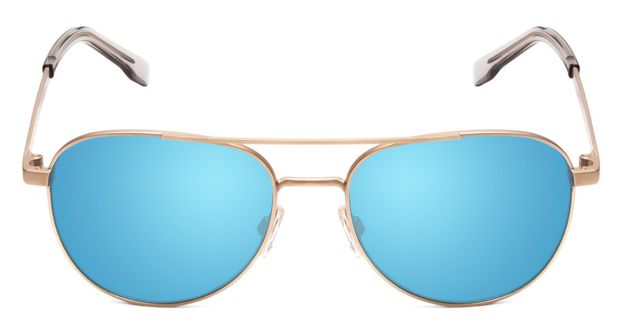 Front View of Bolle Evel Aviator Full Rim Designer Sunglasses Sand Brown/Ice Blue Mirror 60 mm