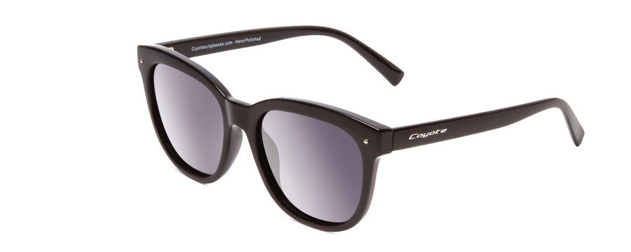 Profile View of Coyote Cheyenne Women Square Designer Polarized Sunglasses Gloss Black/Grey 52mm