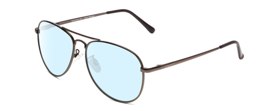 Profile View of Coyote Classic II Designer Blue Light Blocking Eyeglasses in Silver Unisex Aviator Full Rim Metal 55 mm