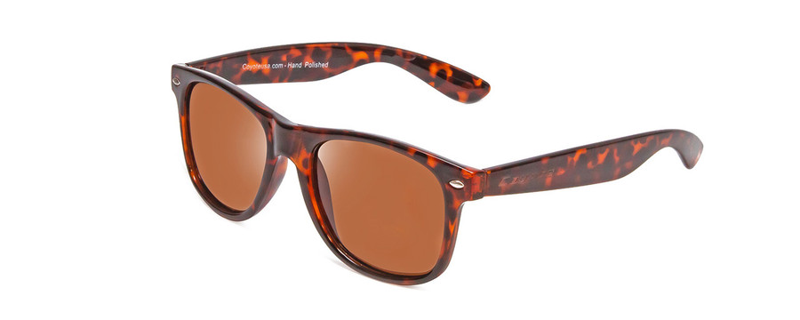 Profile View of Coyote P-23 Unisex Square Designer Polarized Sunglasses in Tortoise/Copper 52 mm