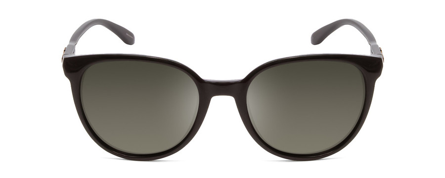 Front View of Smith Cheetah Ladies Cateye Sunglasses in Gloss Black/Polarized Gray Green 54 mm