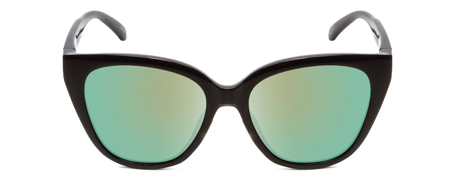 Front View of Smith Era Ladies Cateye Sunglasses Black/CP Polarize Opal Blue Green Mirror 55mm