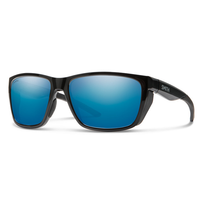 Smith Optic Longfin Unisex Wrap Sunglasses Black/ChromaPop Polarized Blue Mirror