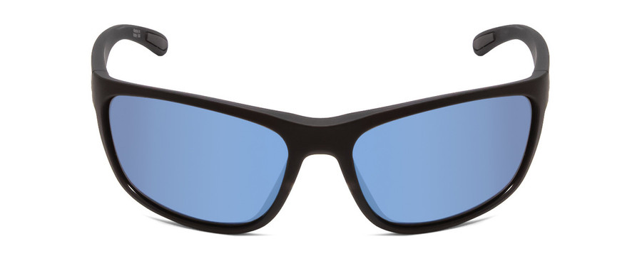 Front View of Smith Redding Unisex Wrap Sunglasses Black/CP Glass Polarized Blue Mirror 62 mm