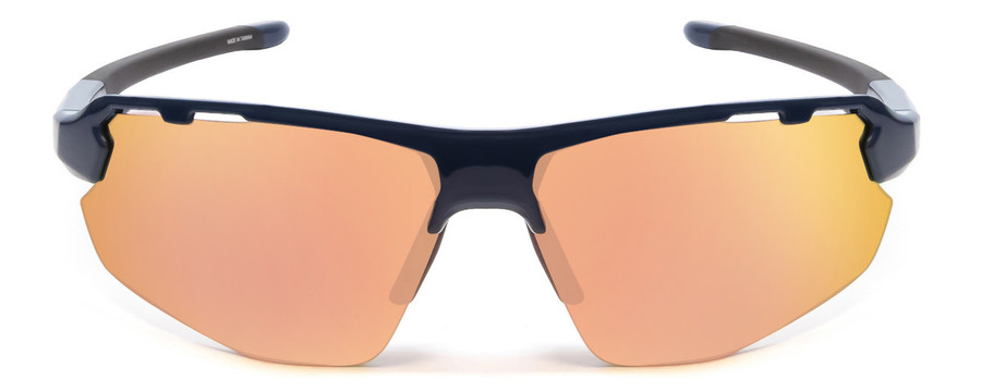 Front View of Smith Resolve Semi-Rimless Sunglasses Navy Blue w/CP Rose Gold Mirror&Clear 70mm