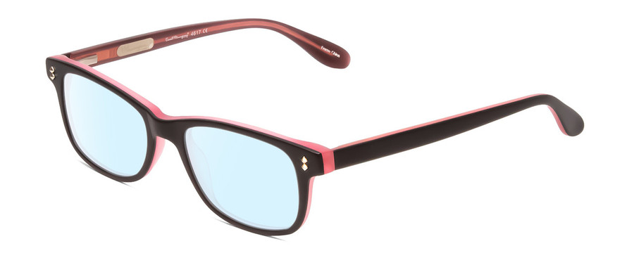 Profile View of Ernest Hemingway H4617 Designer Blue Light Blocking Eyeglasses in Matte Black Crystal Pink Layered Silver Studs Ladies Cateye Full Rim Acetate 48 mm