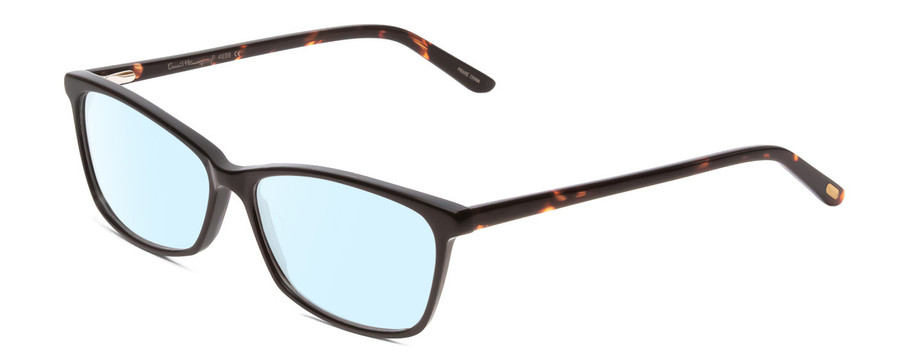 Profile View of Ernest Hemingway H4696 Designer Blue Light Blocking Eyeglasses in Shiny Black/Tortoise Havana Brown Yellow Ladies Cateye Full Rim Acetate 54 mm
