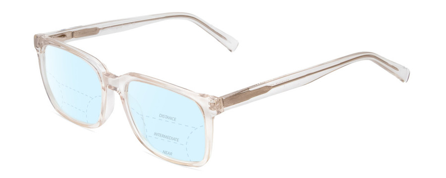 Profile View of Ernest Hemingway H4697 Designer Progressive Lens Blue Light Blocking Eyeglasses in Gloss Crystal Clear Unisex Square Full Rim Acetate 53 mm