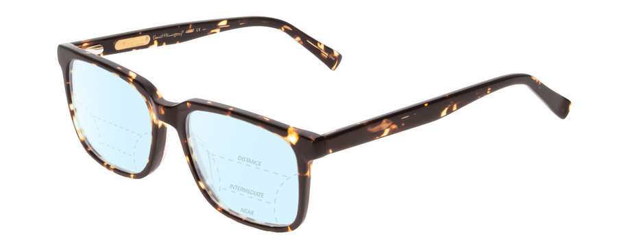 Profile View of Ernest Hemingway H4697 Designer Progressive Lens Blue Light Blocking Eyeglasses in Gloss Tortoise Havana Brown Yellow Unisex Square Full Rim Acetate 53 mm