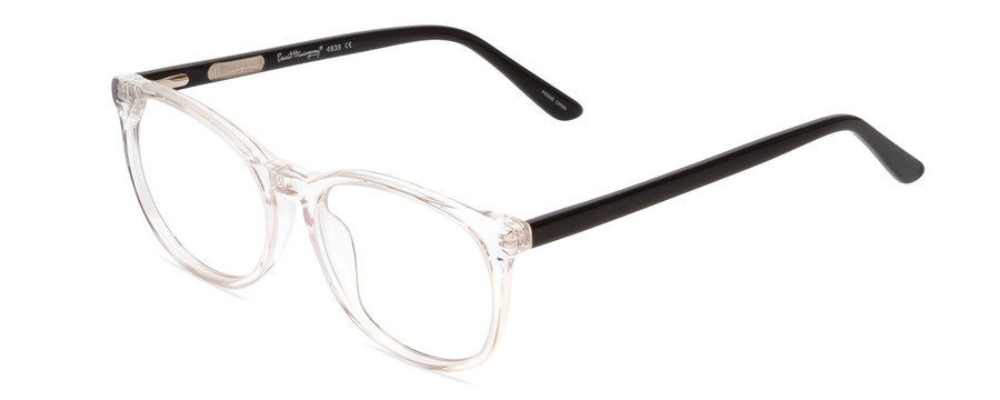 Profile View of Ernest Hemingway H4839 Designer Reading Eye Glasses with Custom Cut Powered Lenses in Clear Crystal/Gloss Black Unisex Cateye Full Rim Acetate 52 mm
