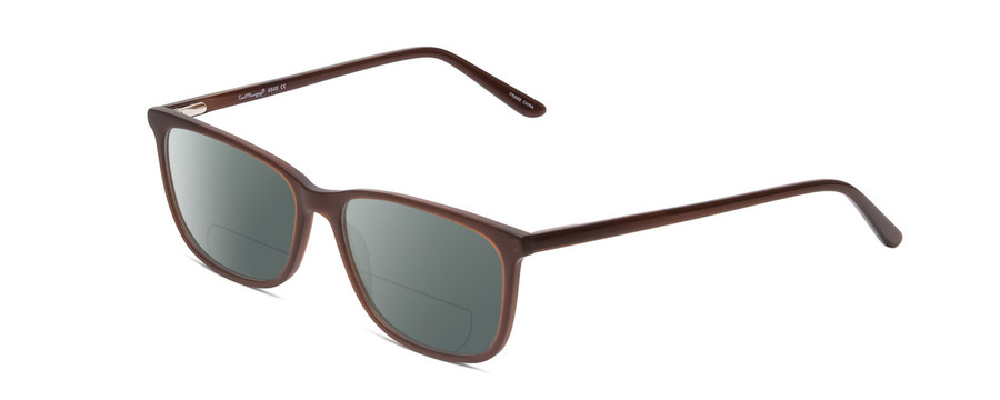 Profile View of Ernest Hemingway H4848 Designer Polarized Reading Sunglasses with Custom Cut Powered Smoke Grey Lenses in Matte/Gloss Auburn Brown Unisex Cateye Full Rim Acetate 54 mm