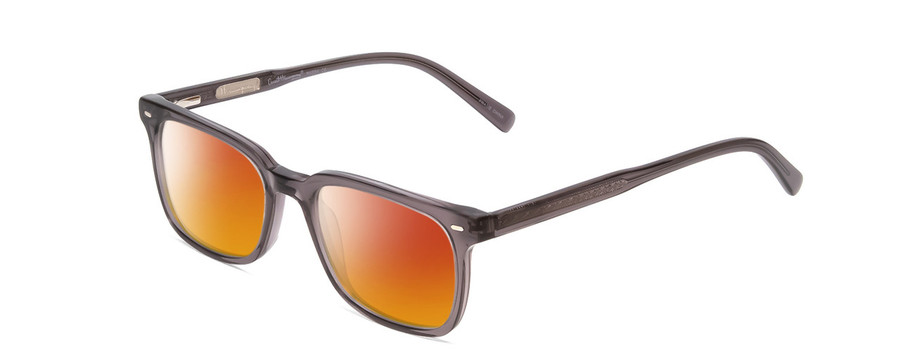 Profile View of Ernest Hemingway H4854 Designer Polarized Sunglasses with Custom Cut Red Mirror Lenses in Grey Smoke Crystal  Unisex Cateye Full Rim Acetate 54 mm