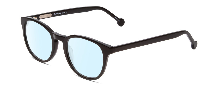 Profile View of Ernest Hemingway H4865 Designer Blue Light Blocking Eyeglasses in Gloss Black/Rounded Tips Unisex Cateye Full Rim Acetate 49 mm