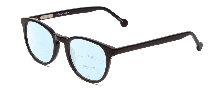 Profile View of Ernest Hemingway H4865 Designer Progressive Lens Blue Light Blocking Eyeglasses in Gloss Black/Rounded Tips Unisex Cateye Full Rim Acetate 49 mm