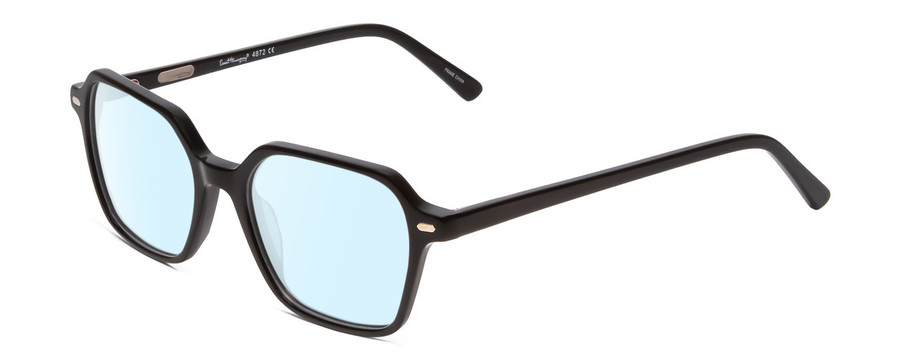 Profile View of Ernest Hemingway H4872 Designer Blue Light Blocking Eyeglasses in Gloss Black/Silver Accents Unisex Square Full Rim Acetate 50 mm