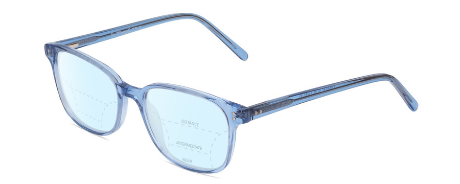 Profile View of Ernest Hemingway H4876 Designer Progressive Lens Blue Light Blocking Eyeglasses in Shiny Blue Crystal/Silver Accents Unisex Cateye Full Rim Acetate 53 mm