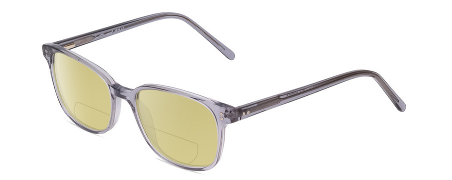 Profile View of Ernest Hemingway H4876 Designer Polarized Reading Sunglasses with Custom Cut Powered Sun Flower Yellow Lenses in Light Grey Crystal/Silver Accents Unisex Cateye Full Rim Acetate 53 mm
