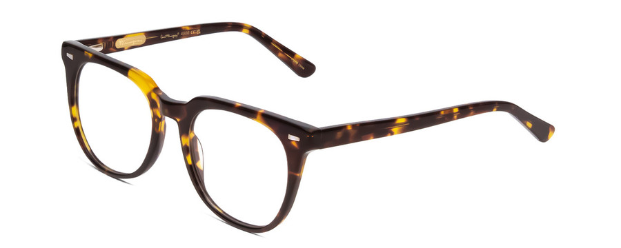 Profile View of Ernest Hemingway H4900 Designer Reading Eye Glasses with Custom Cut Powered Lenses in Gloss Brown Amber Tortoise Havana/Silver Accents Unisex Cateye Full Rim Acetate 52 mm