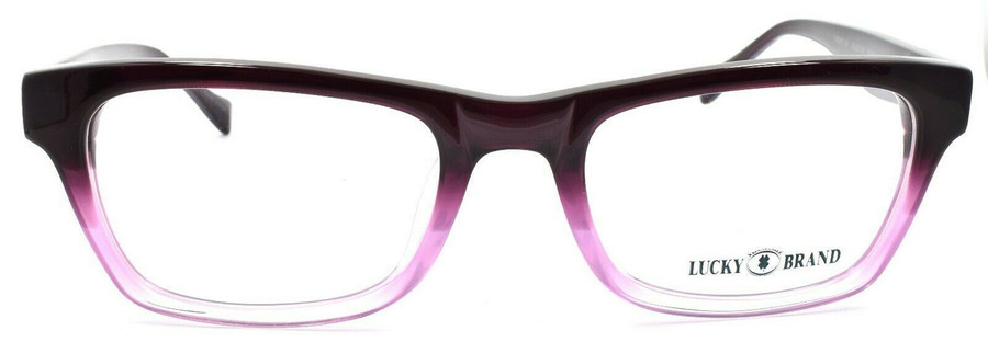 Front View of Lucky Brand Tropic Designer Reading Eye Glasses with Custom Cut Powered Lenses in Purple Crystal Fade Lavender Ladies Oval Full Rim Metal 52 mm