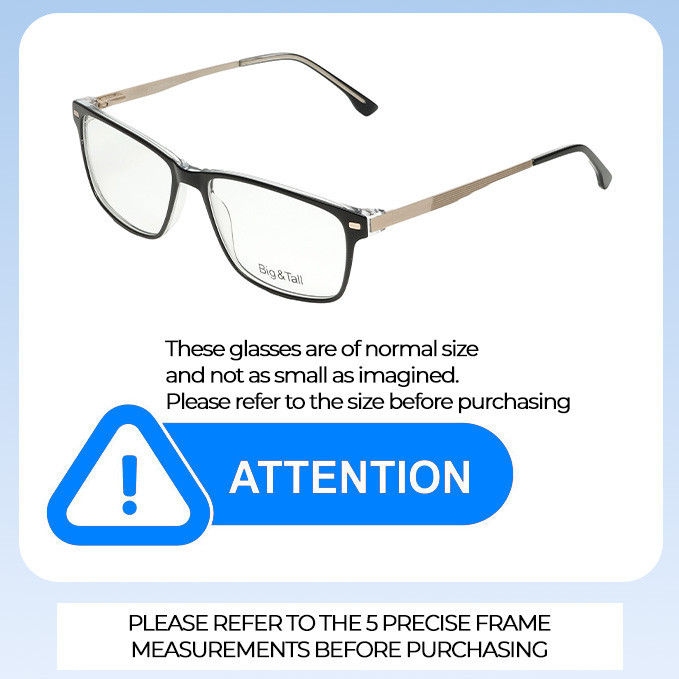 Size Awareness View of Big and Tall 22 Designer Progressive Lens Blue Light Blocking Eyeglasses in Black/Clear Crystal Unisex Square Full Rim Acetate 58 mm